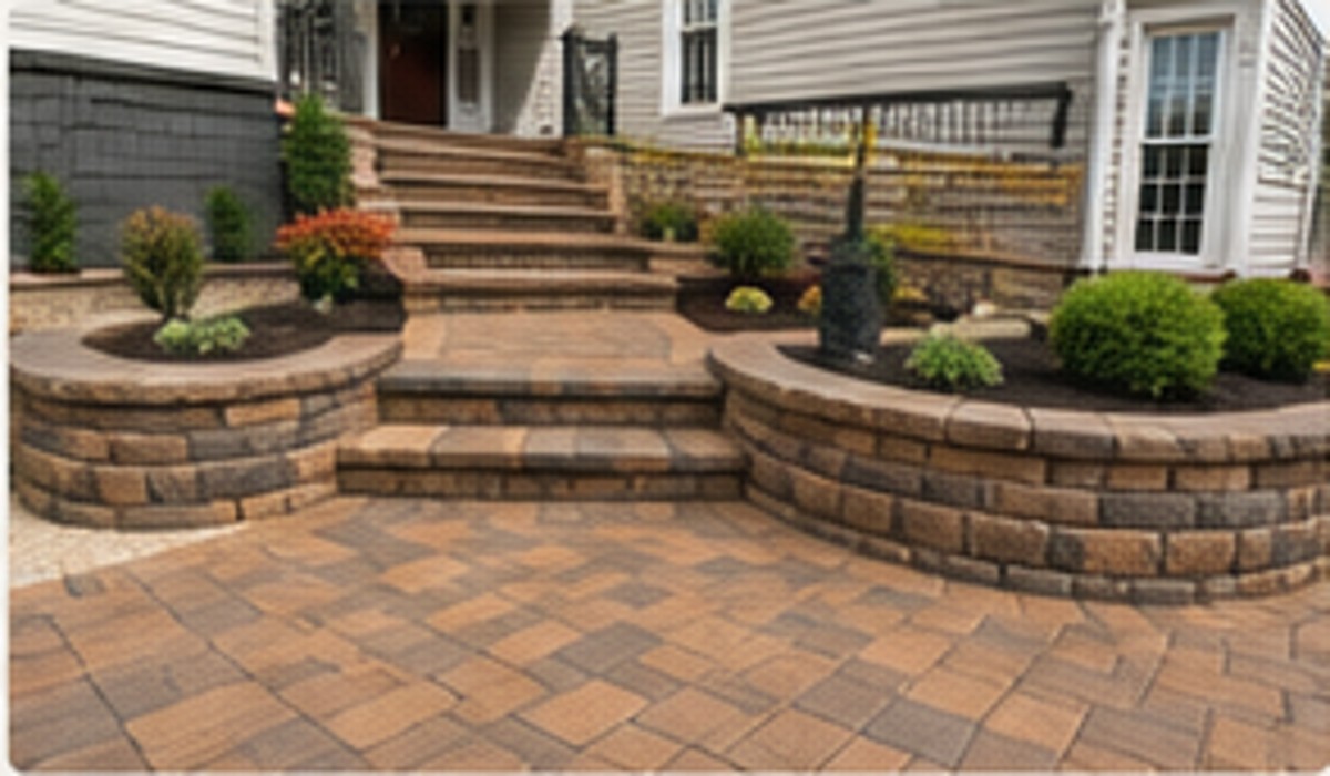 Finished patio and retaining wall